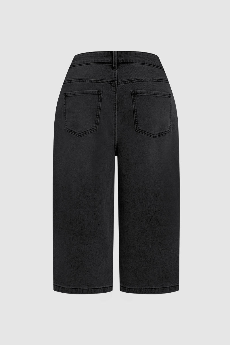 Wash High Waist Straight Leg Capri Jeans Without Belt