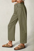Solid Stitch Detail Mid Waist Crop Straight Leg Jeans Without Belt