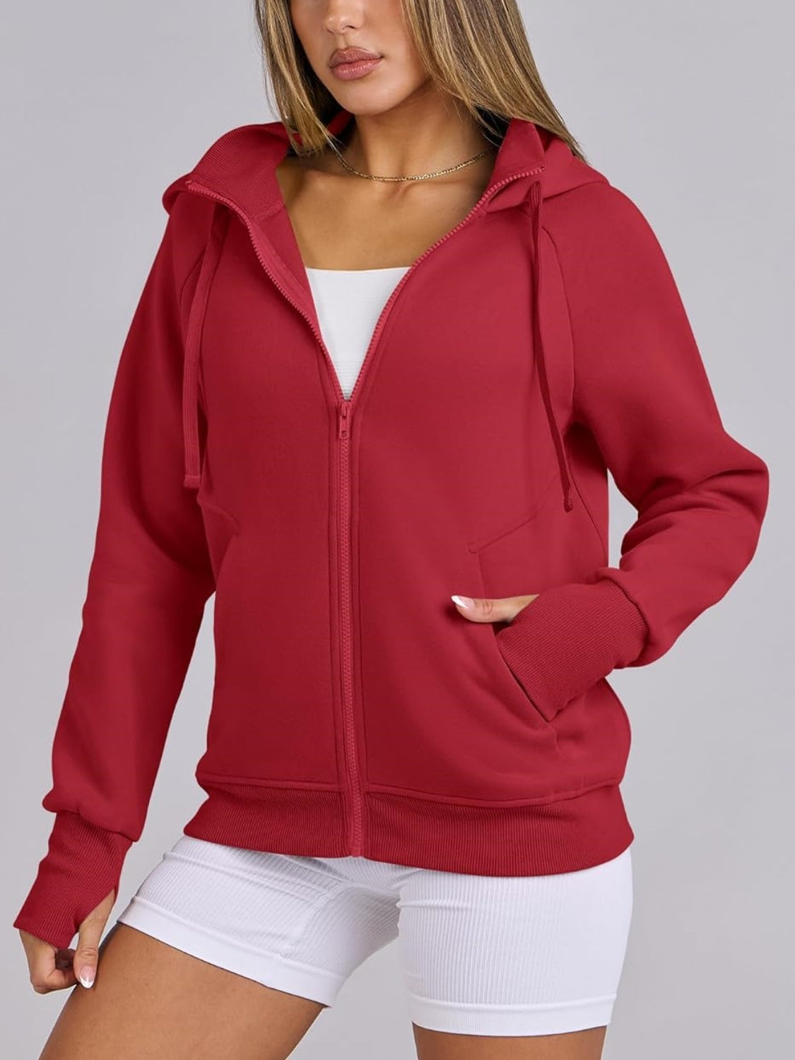 Women's Zip Up Drawstring Hoodie Jacket
