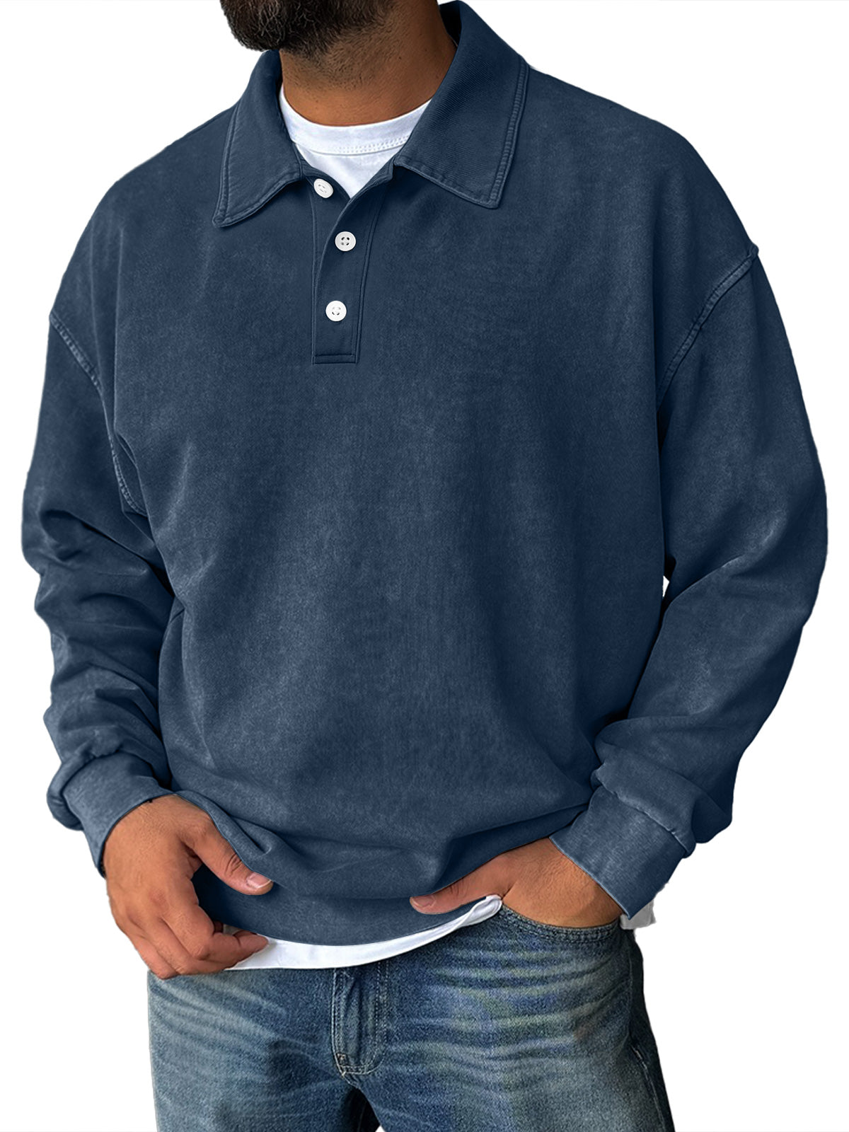 Men's Retro Everyday Lapel Collar Button-Down Comfortable Sweatshirt