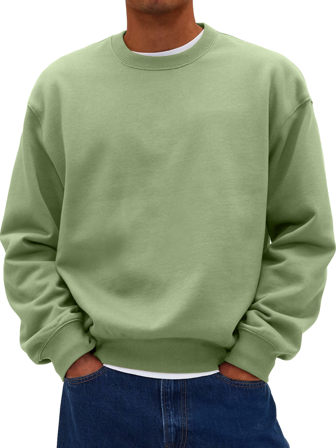 Men's Daily Round Neck Casual Cotton Solid Color Sweatshirt