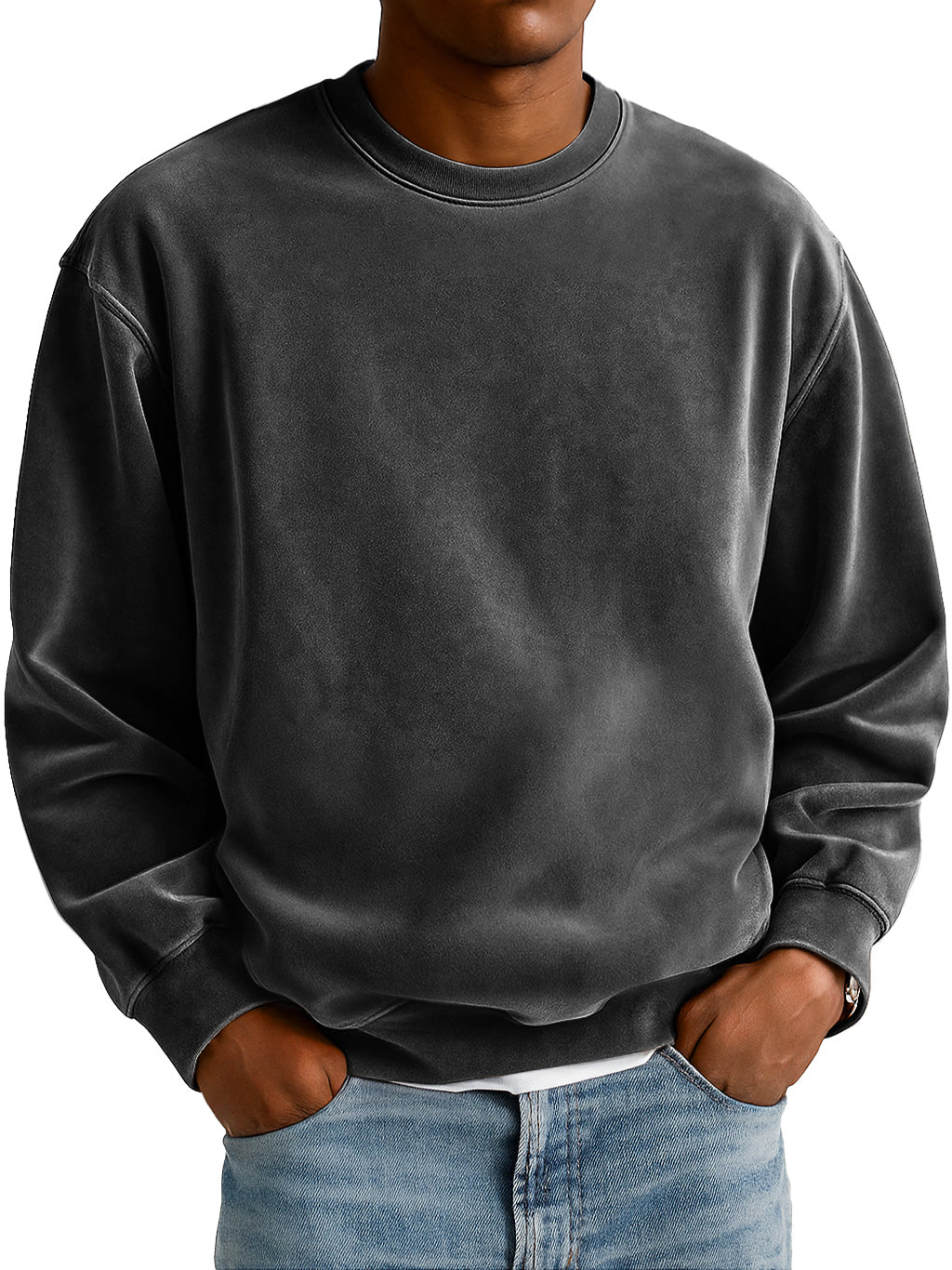 Men's Everyday Suede Crew Neck Casual Comfort Sweatshirt