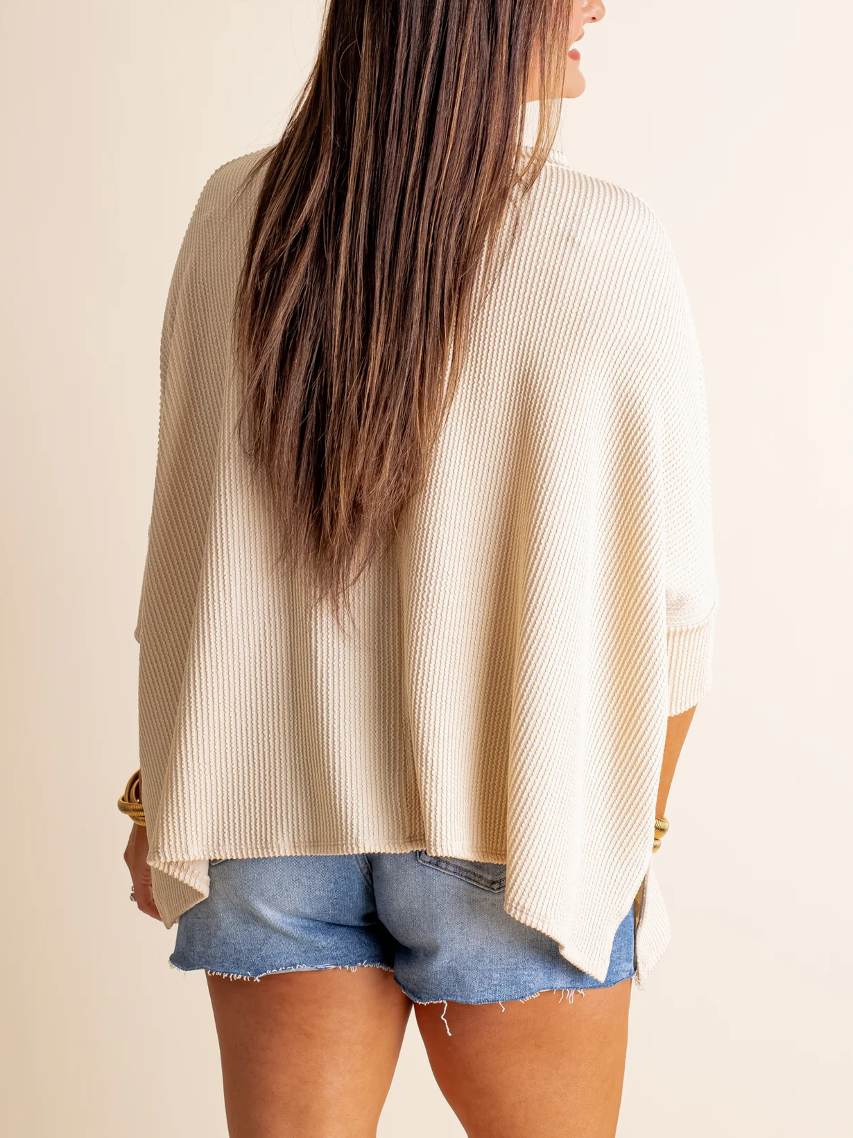 Women's Oversized Half Sleeve Ribbed Top
