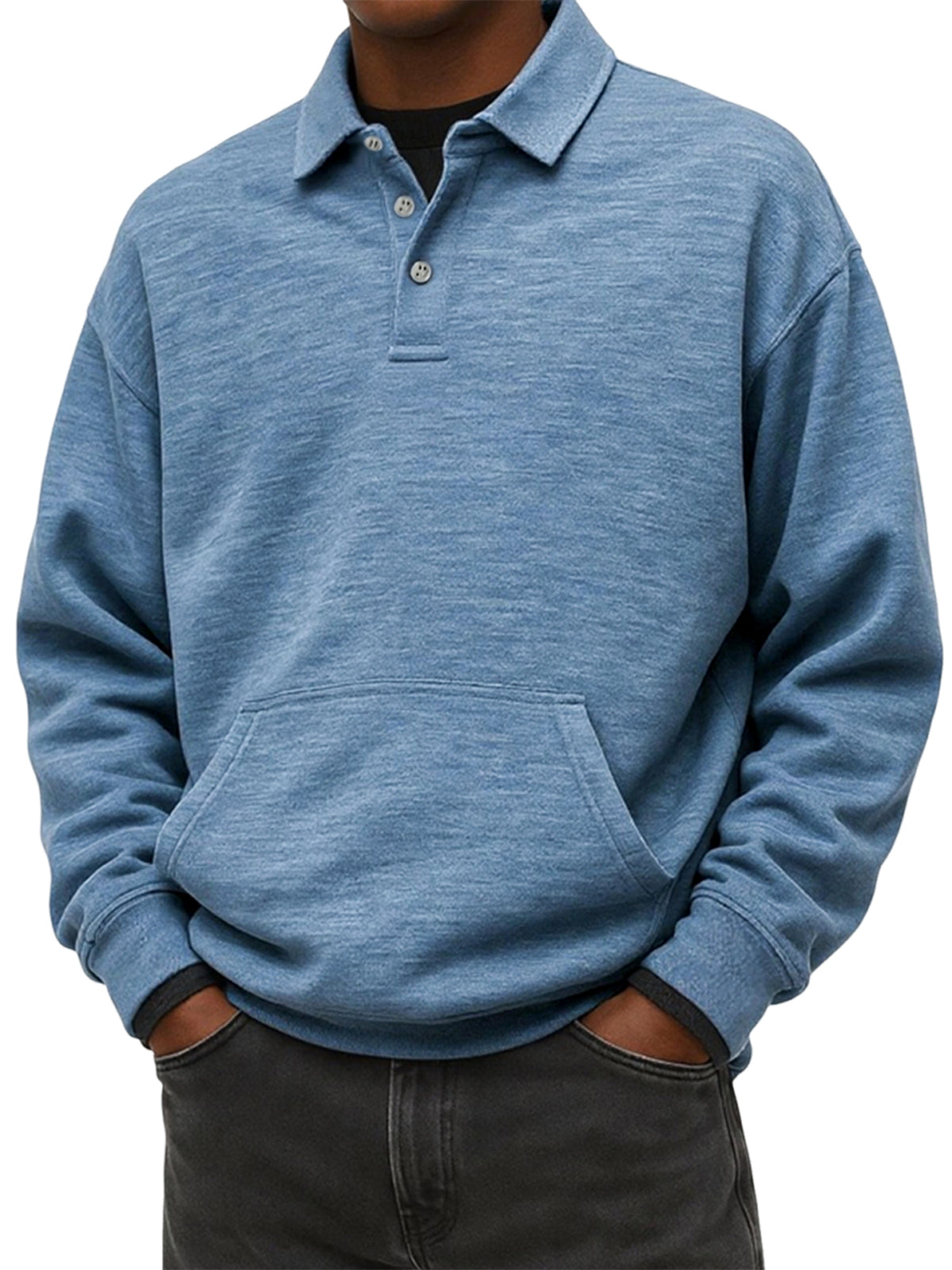 Men's Stylish Heavyweight Comfort Lapel Sweatshirt with Slip Pockets