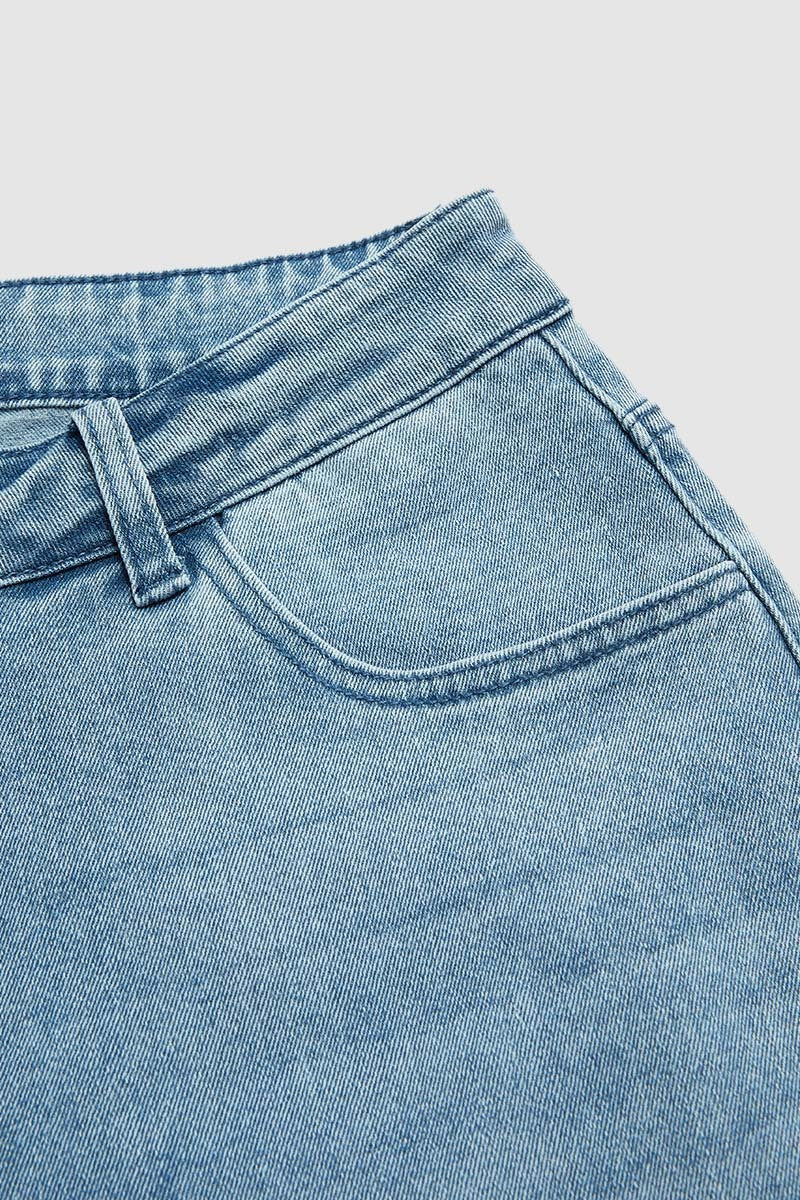 Wash High Waist Straight Leg Capri Jeans Without Belt