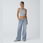 𝑯𝒂𝒍𝒍𝒐𝒘𝒆𝒆𝒏 𝑺𝒂𝒍𝒆🎃Flex Asymmetric Low Rise Zipper Pockets Baggy Wide Leg Washed Casual Jeans
