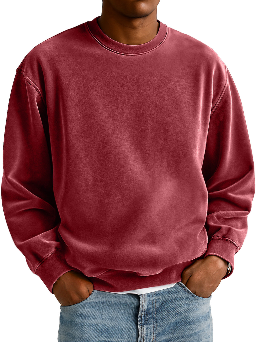 Men's Everyday Suede Crew Neck Casual Comfort Sweatshirt