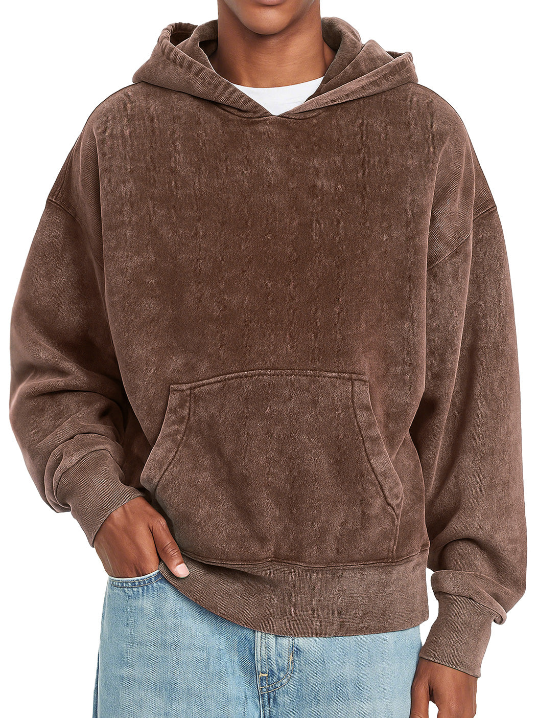 Men's Vintage Pure Cotton Washed Distressed Casual Hooded Sweatshirt