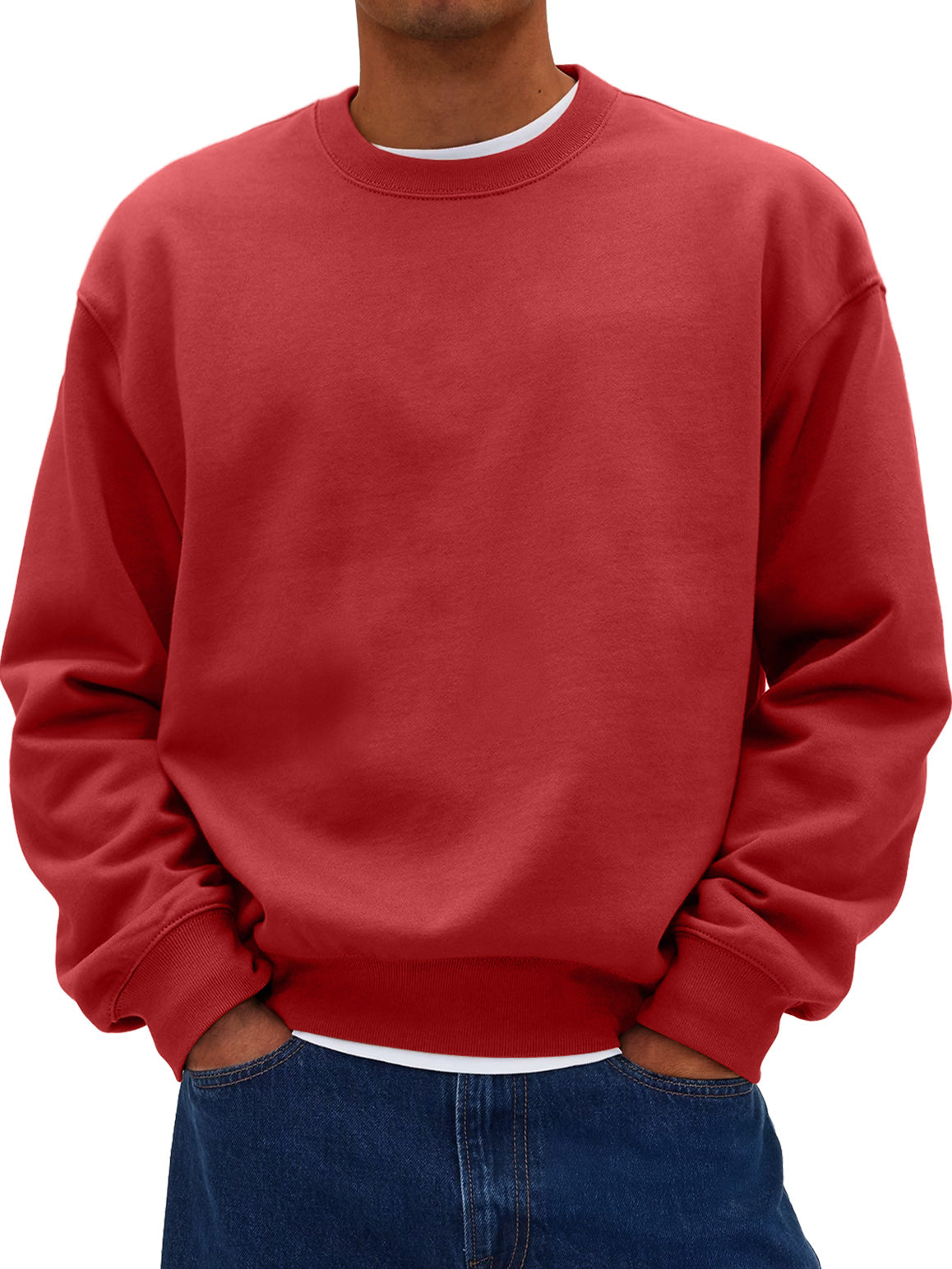 Men's Daily Round Neck Casual Cotton Solid Color Sweatshirt