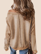 Women's  Reverse Seam Waffle Knit Sweatshirt
