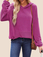 Women's Ribbed Knit Pullover Hoodie