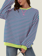 Women's Oversized Striped Long Sleeve Pullover