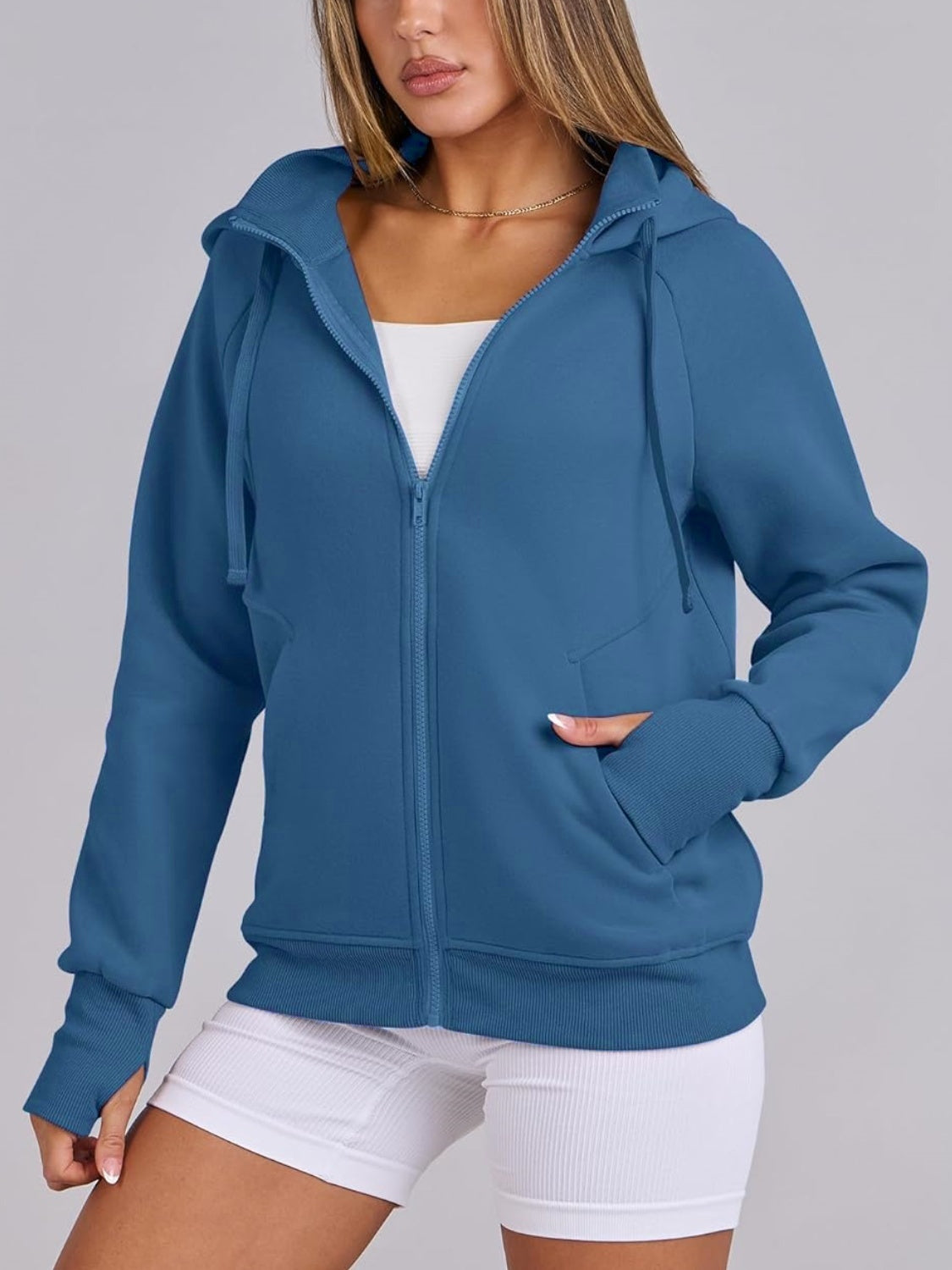Women's Zip Up Drawstring Hoodie Jacket