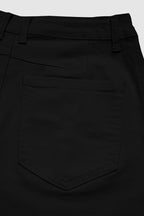 Solid Stitch Detail Mid Waist Crop Straight Leg Jeans Without Belt