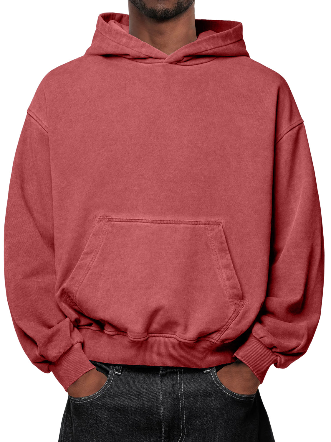 Men's Washed Distressed Vintage Hooded Sweatshirt