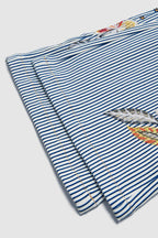 Striped Pattern Embroidered Low Waist Bootcut Jeans