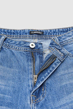 Raw Hem Ripped Mid Waist Denim Bermuda Shorts