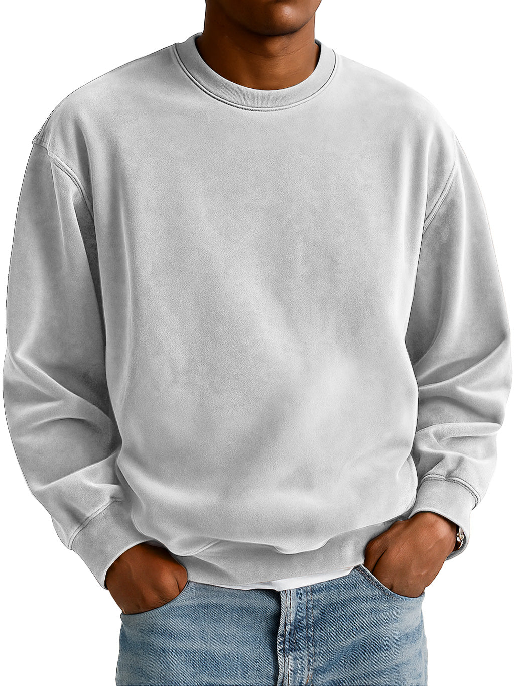 Men's Everyday Suede Crew Neck Casual Comfort Sweatshirt