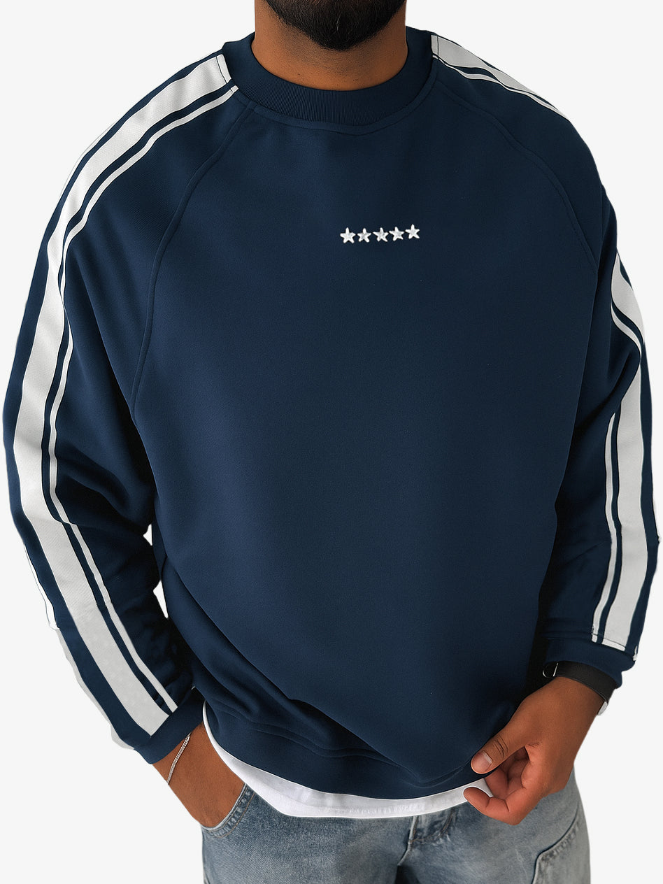 Men's Stylish Striped Contrast Crewneck Sweatshirt
