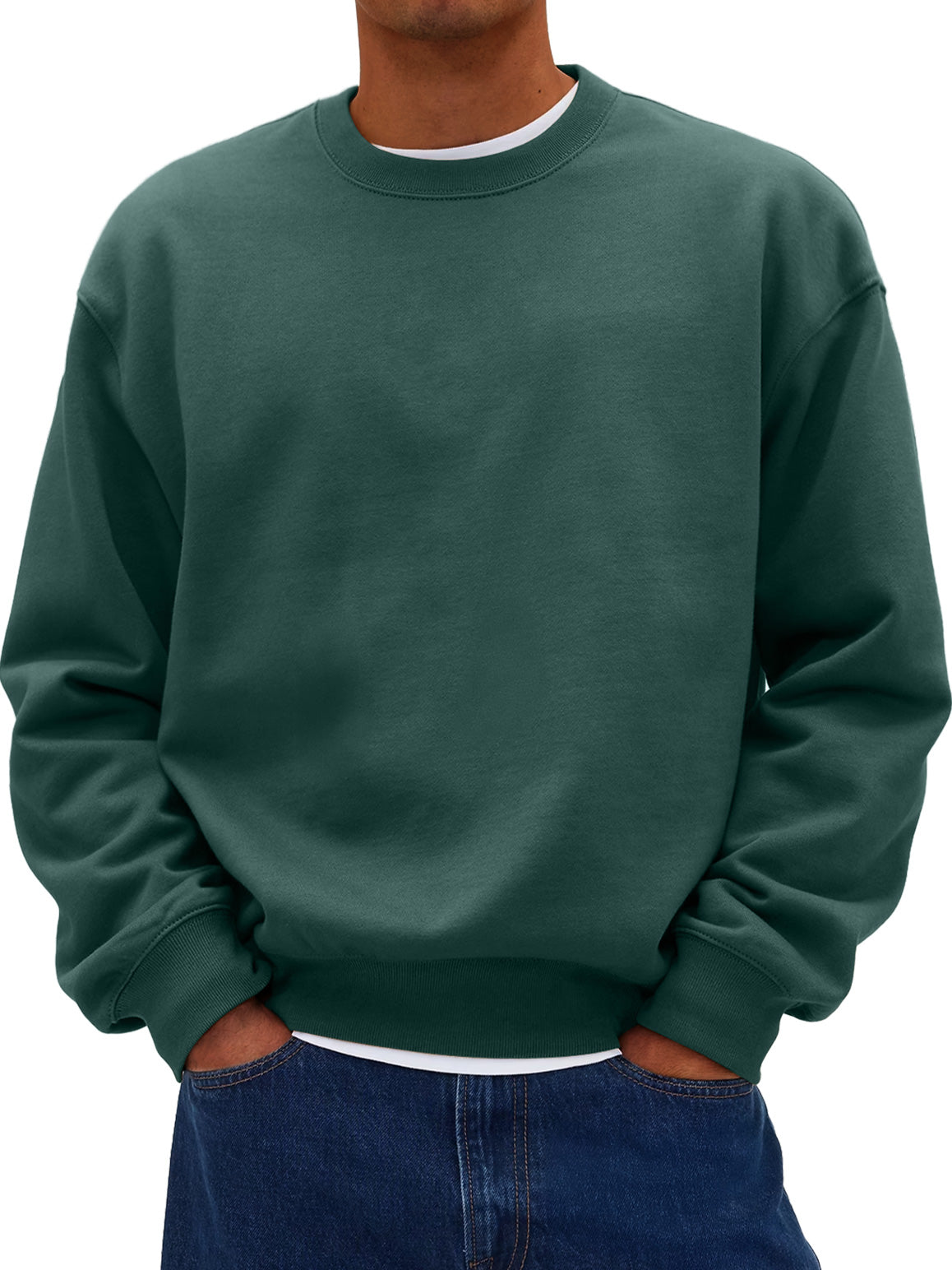 Men's Daily Round Neck Casual Cotton Solid Color Sweatshirt