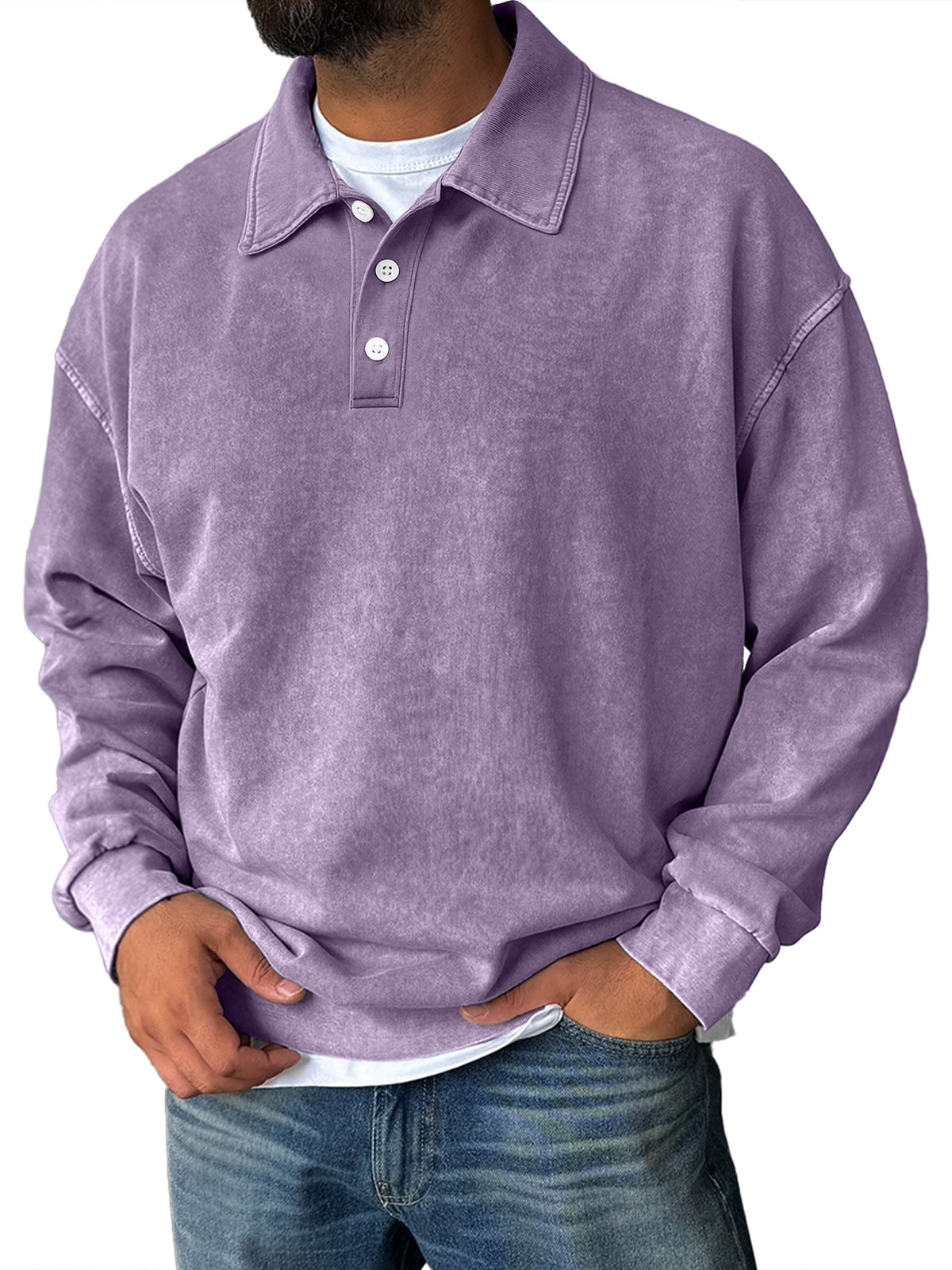 Men's Retro Everyday Lapel Collar Button-Down Comfortable Sweatshirt