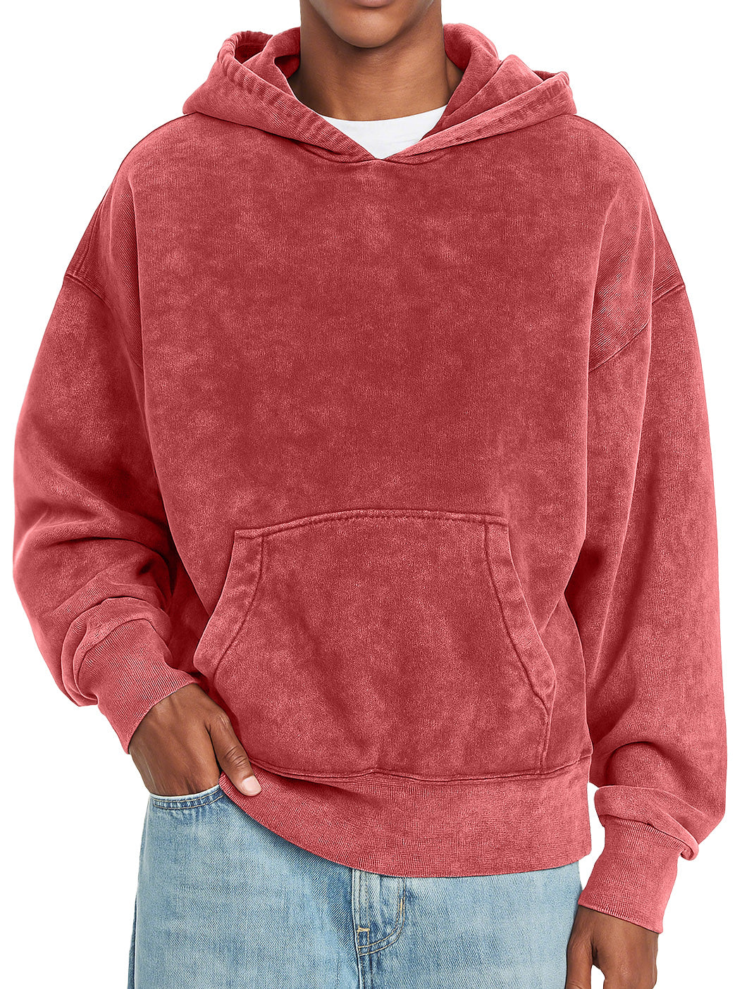 Men's Vintage Pure Cotton Washed Distressed Casual Hooded Sweatshirt