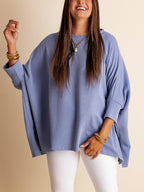 Women's Oversized Half Sleeve Ribbed Top