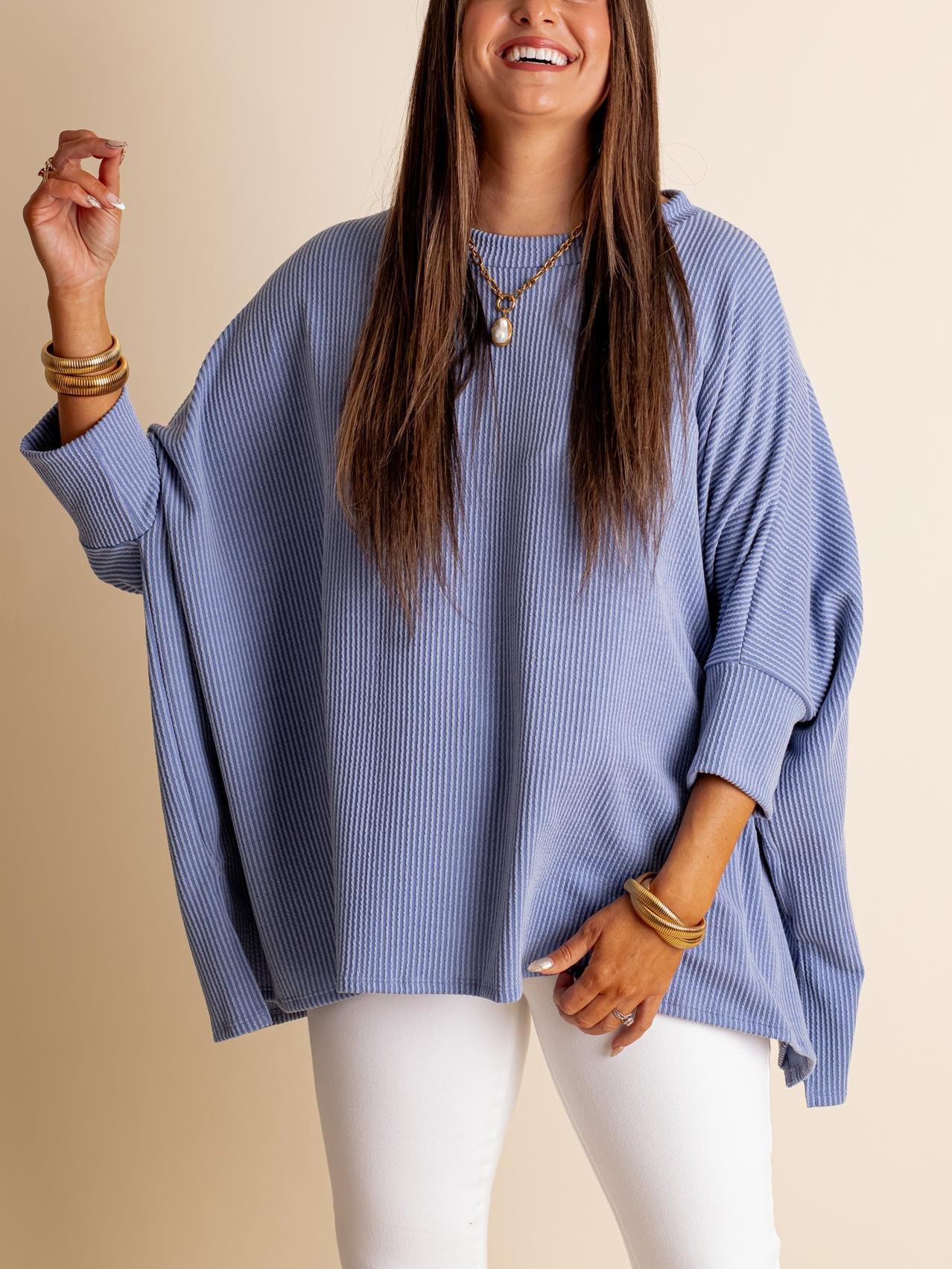 Women's Oversized Half Sleeve Ribbed Top