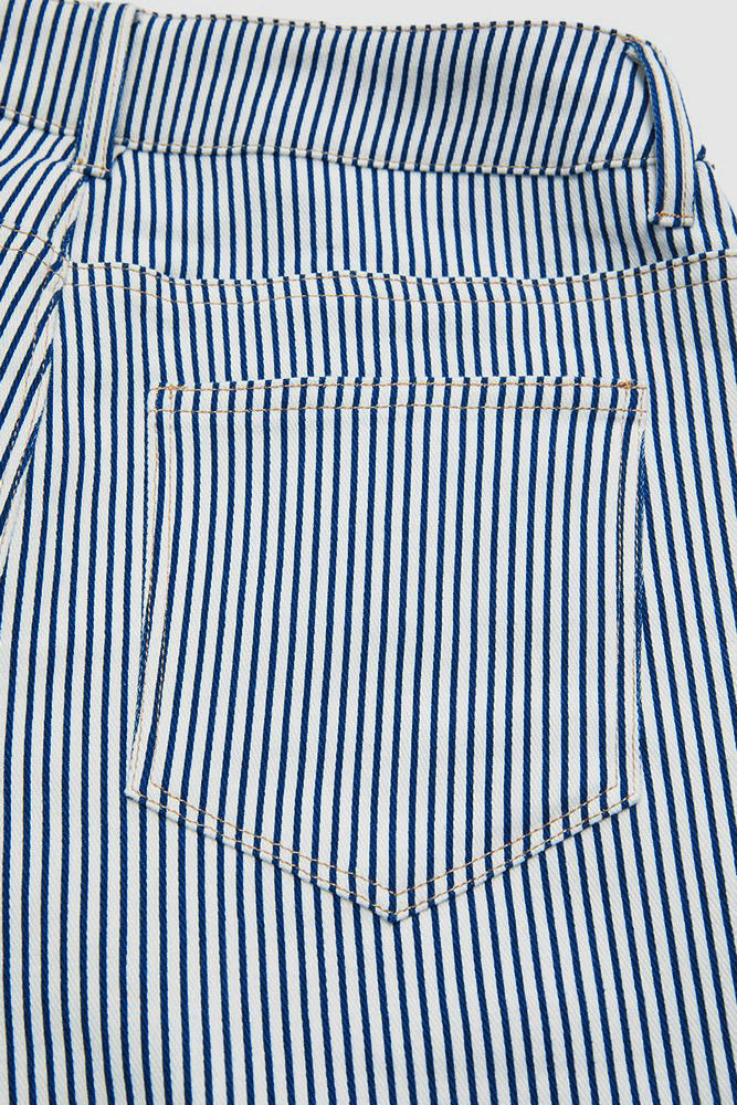 Striped Pattern Embroidered Low Waist Bootcut Jeans