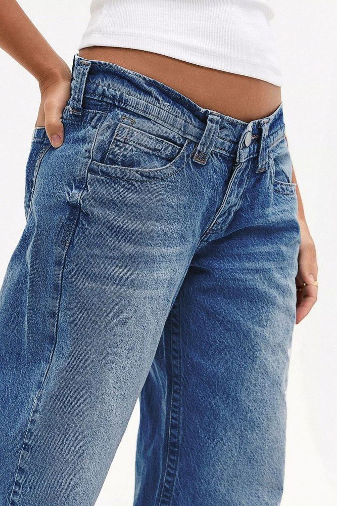 Wash Straight Leg Low Rise Jeans