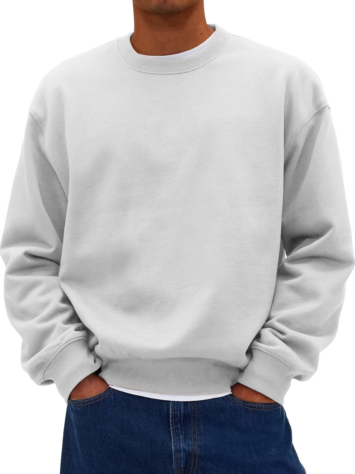 Men's Daily Round Neck Casual Cotton Solid Color Sweatshirt