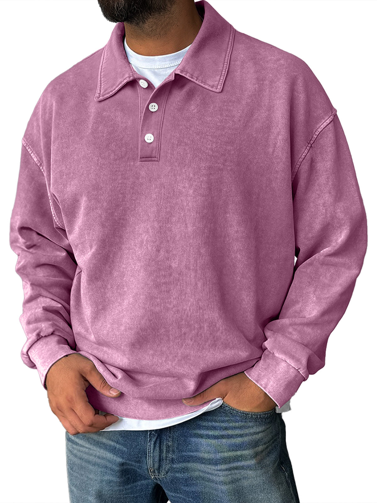 Men's Retro Everyday Lapel Collar Button-Down Comfortable Sweatshirt