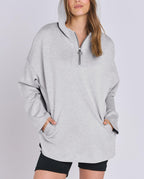 Women's Quarter Zip Oversized Tunic Hoodie