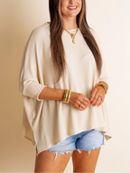 Women's Oversized Half Sleeve Ribbed Top