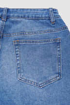 Wash Raw Hem Straight Leg Mid Rise Crop Jeans Without Belt