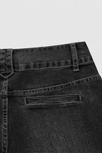 Vintage Oblique Button Mid Waist Straight Leg Jeans