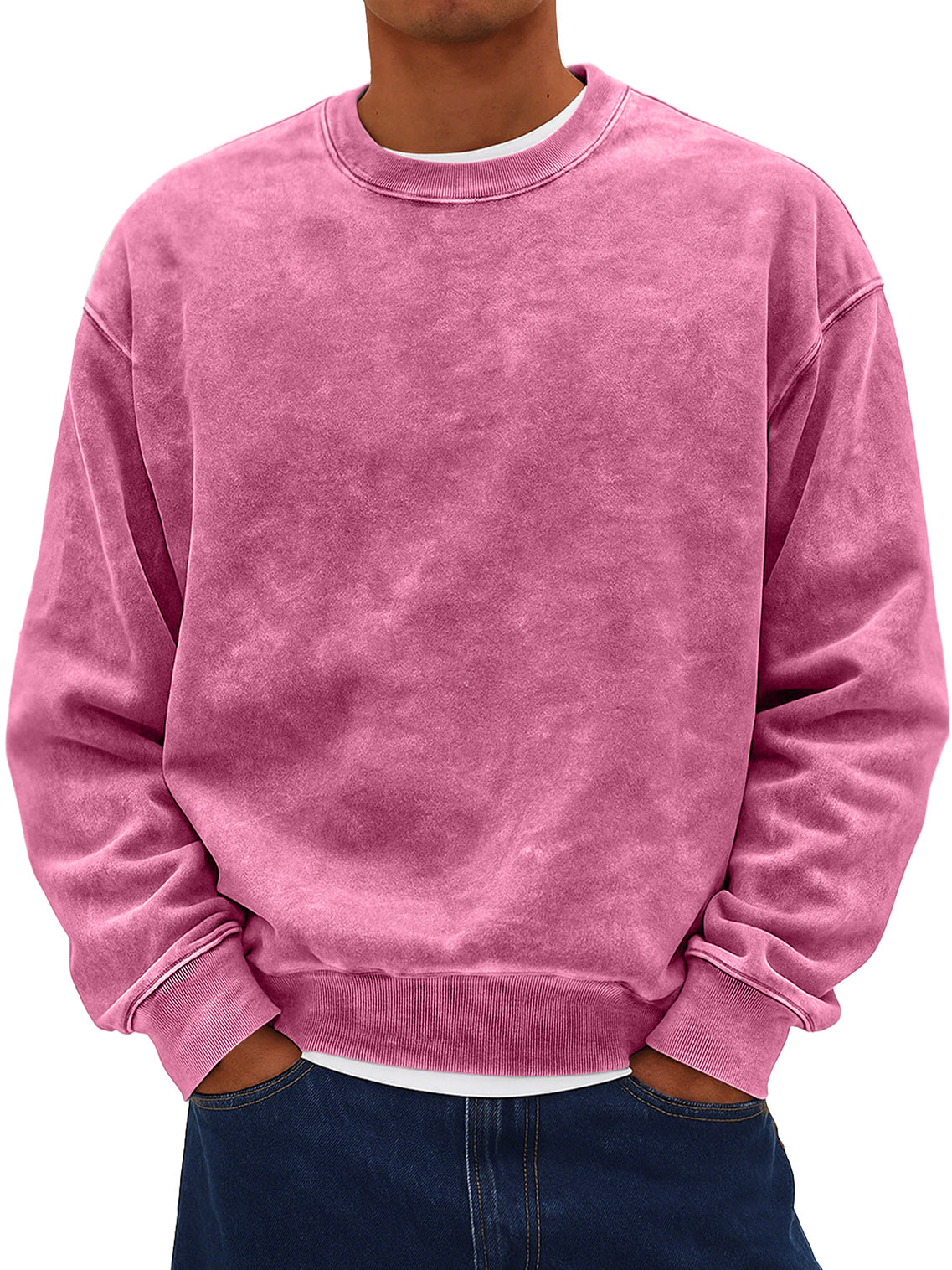Men's Retro Daily Round Neck Cotton Washed Distressed Sweatshirt