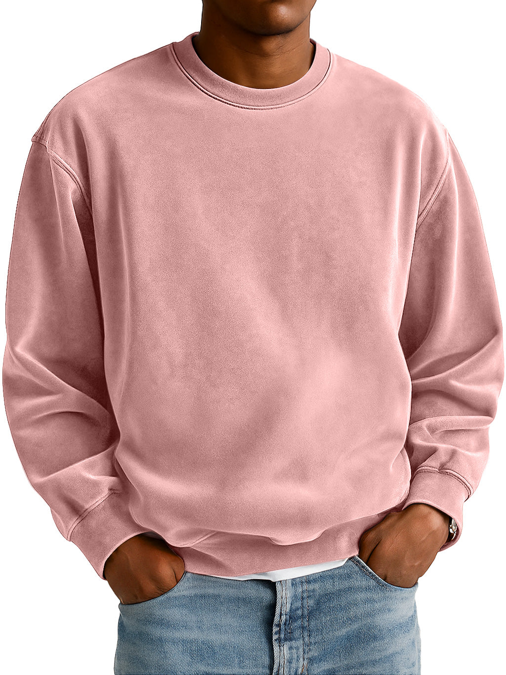 Men's Everyday Suede Crew Neck Casual Comfort Sweatshirt