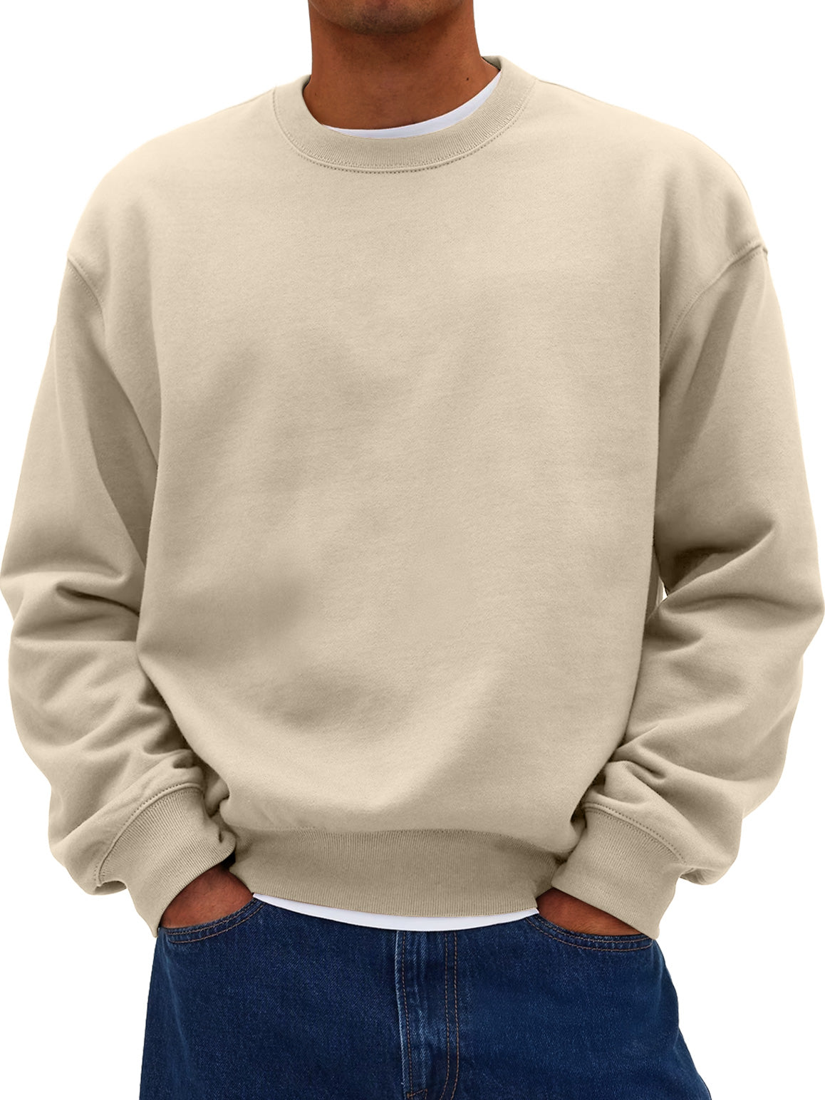 Men's Daily Round Neck Casual Cotton Solid Color Sweatshirt