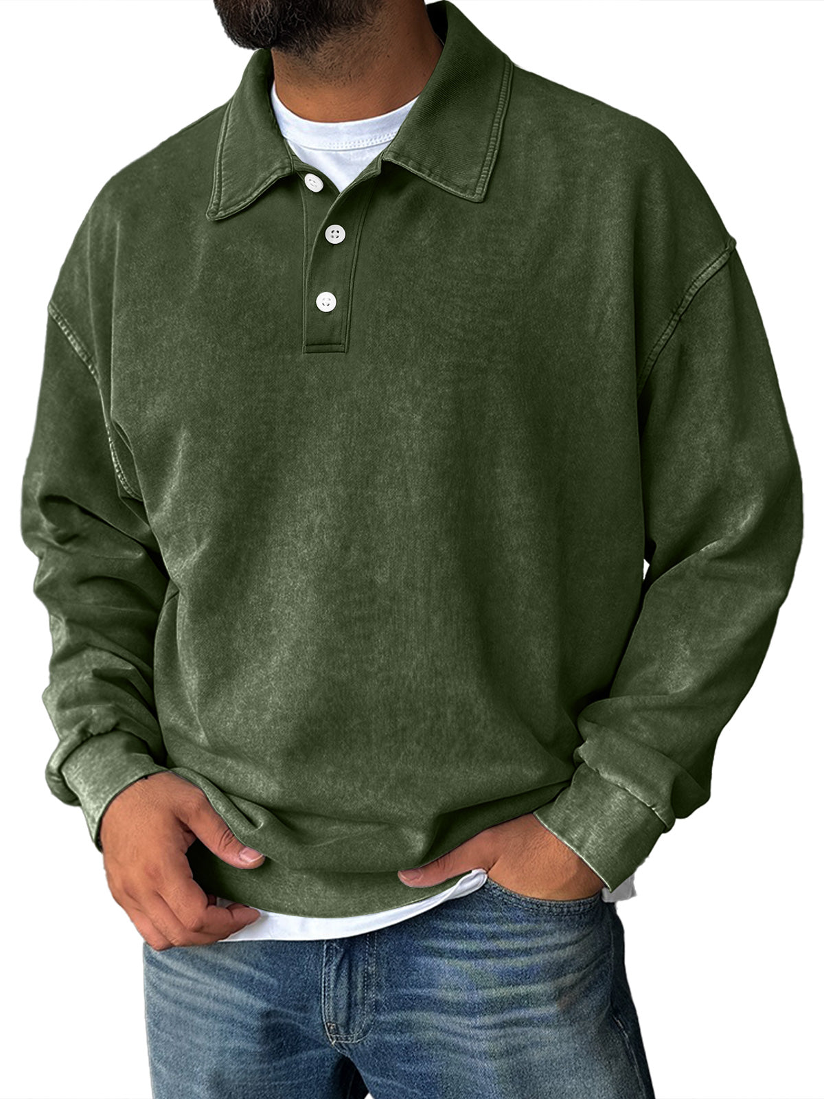 Men's Retro Everyday Lapel Collar Button-Down Comfortable Sweatshirt