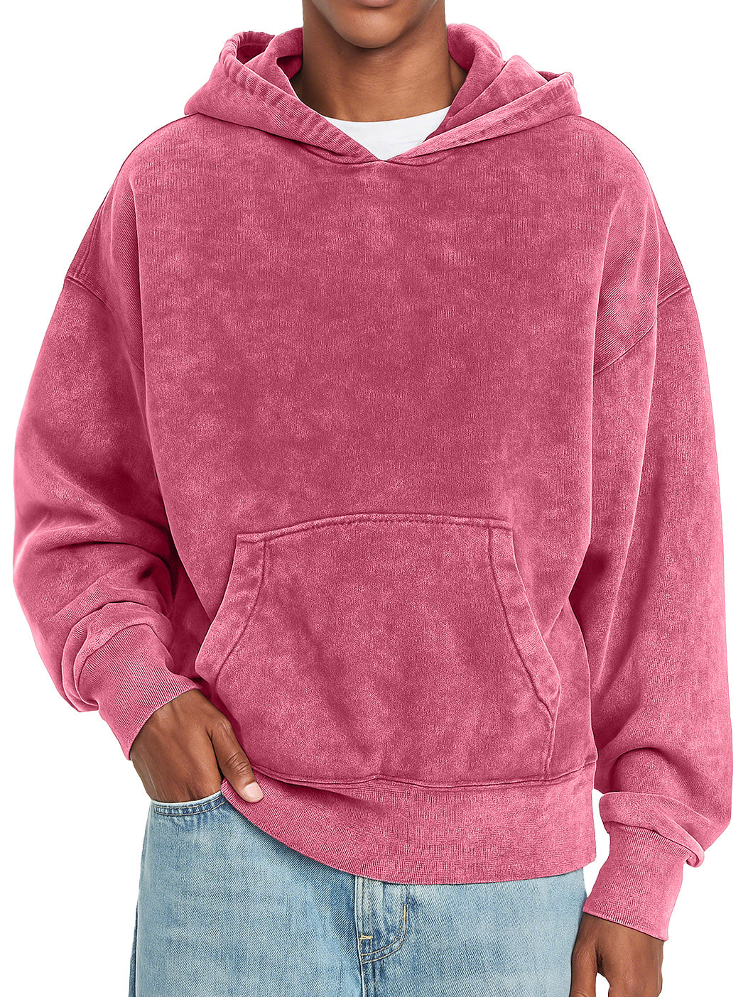 Men's Vintage Pure Cotton Washed Distressed Casual Hooded Sweatshirt