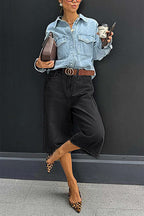 Wash High Waist Straight Leg Capri Jeans Without Belt