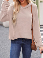 Women's Ribbed Knit Pullover Hoodie