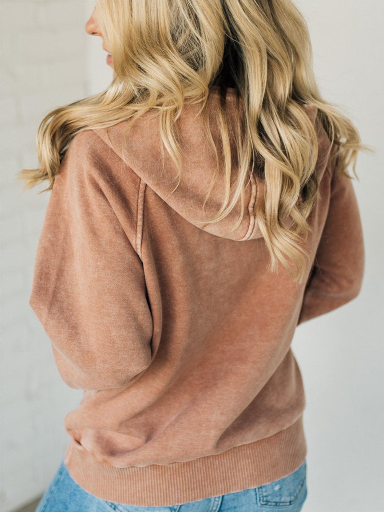 Women's 3/4 Zip Acid Washed Hoodie