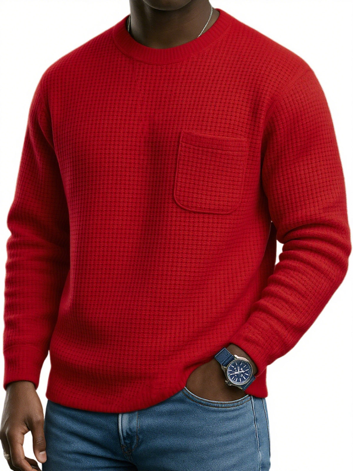 Men's Stylish Waffle Casual Pocket Sweatshirt