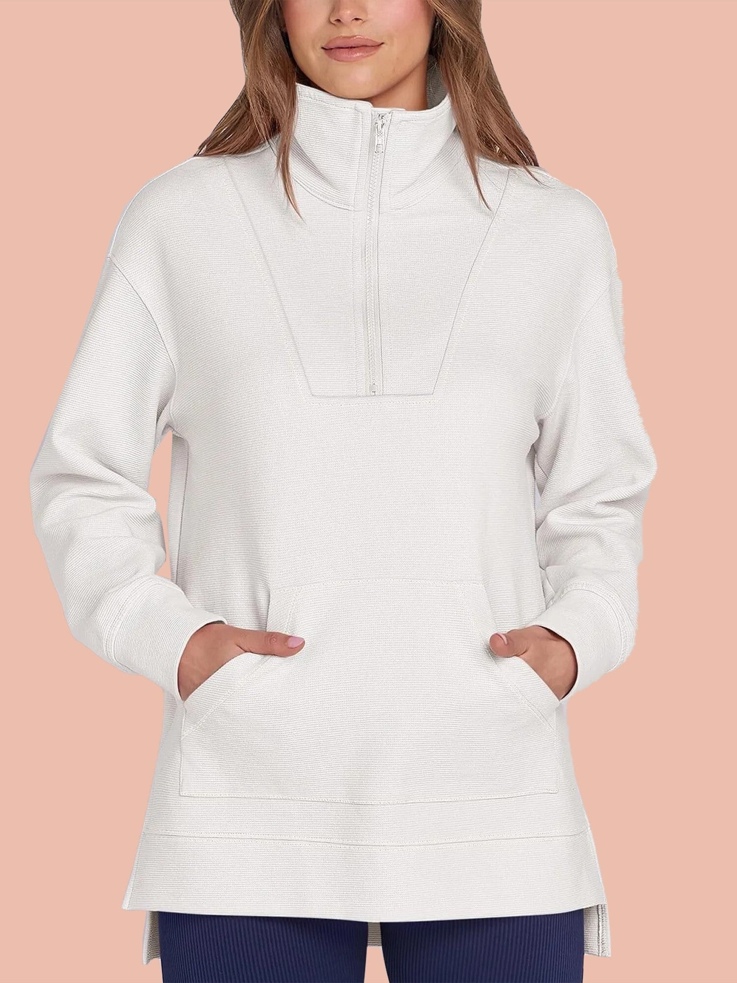Women's Quarter Zip Oversized Knit Pullover
