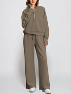 Women's Oversized Half Zip 2 Piece Sweatsuit Set