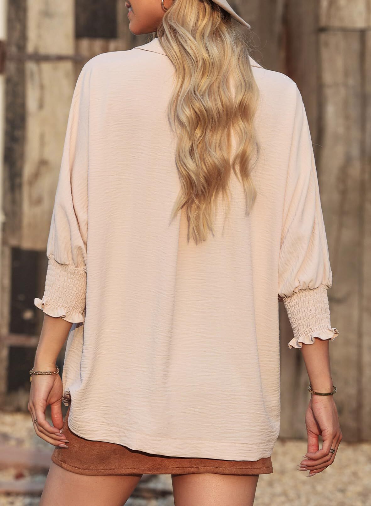 Women's Casual 3/4 Sleeve V Neck Basic Tops