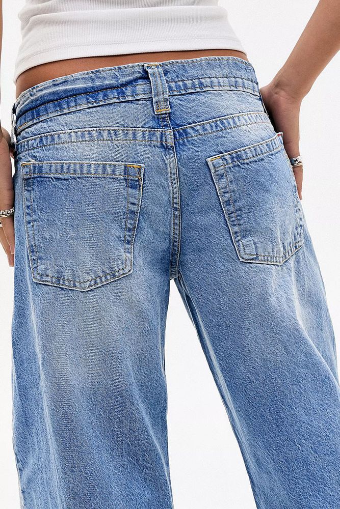 Wash Straight Leg Low Rise Jeans
