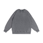 Men's 100% Cotton Washed Distressed Crew Neck Vintage Casual Long-sleeved Sweatshirt
